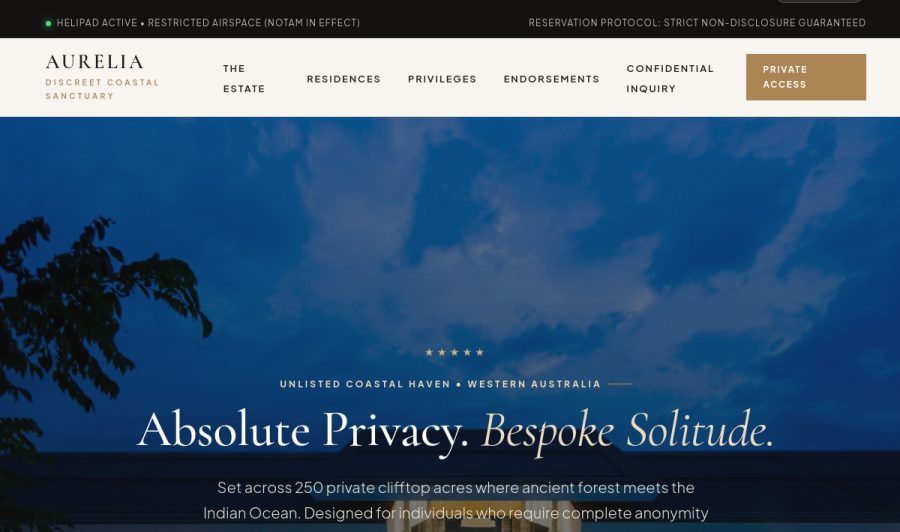 Aurelia Sanctuary live site screenshot