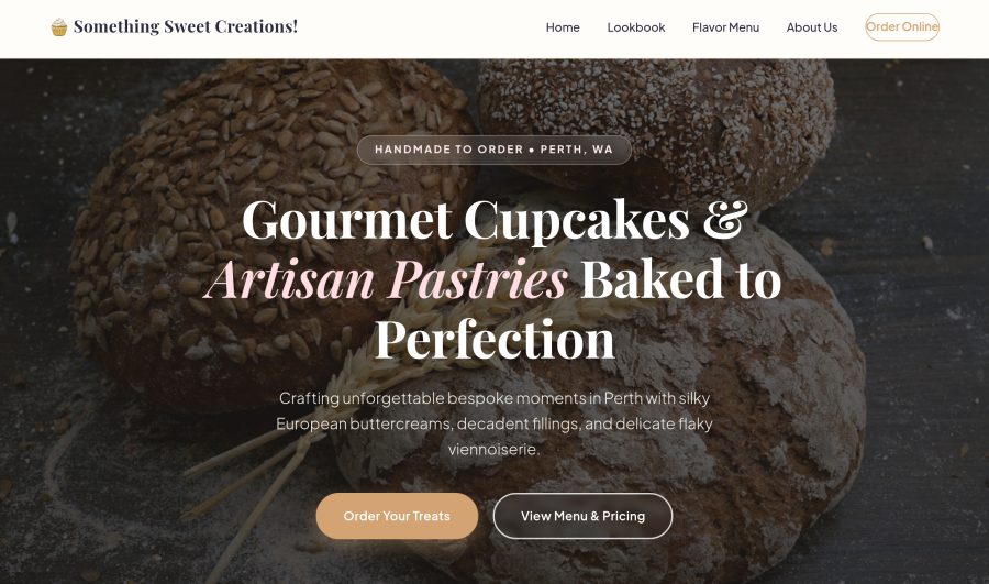 Something Sweet Creations live site screenshot