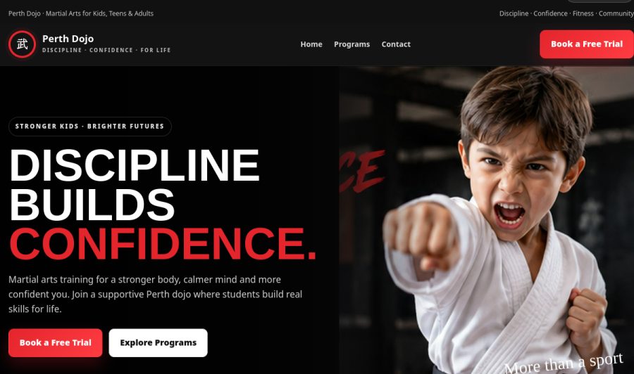 Perth Dojo live site screenshot