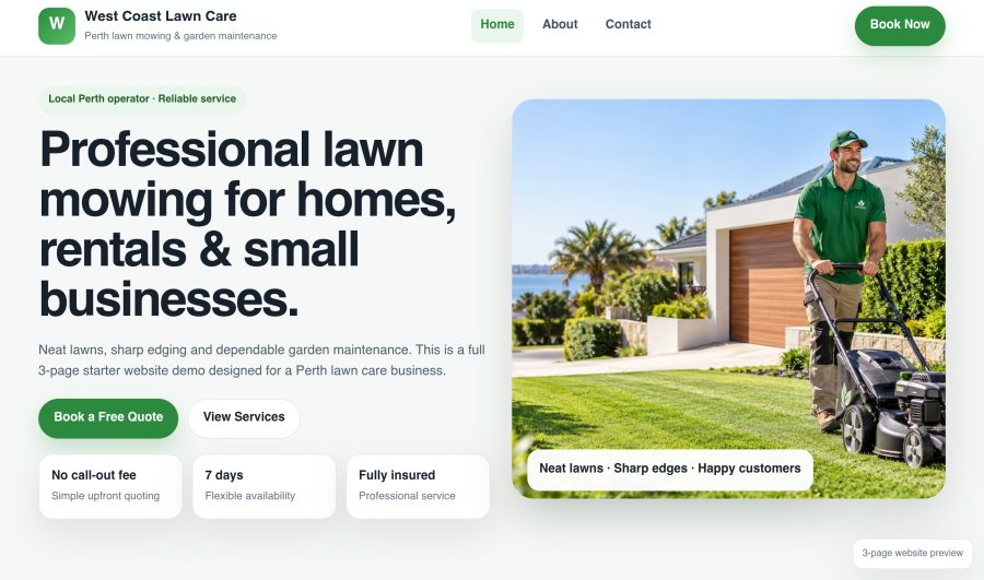 West Coast Lawn Care live site screenshot