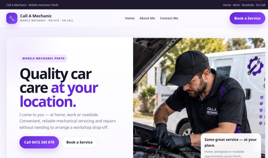 Call A Mechanic live site screenshot