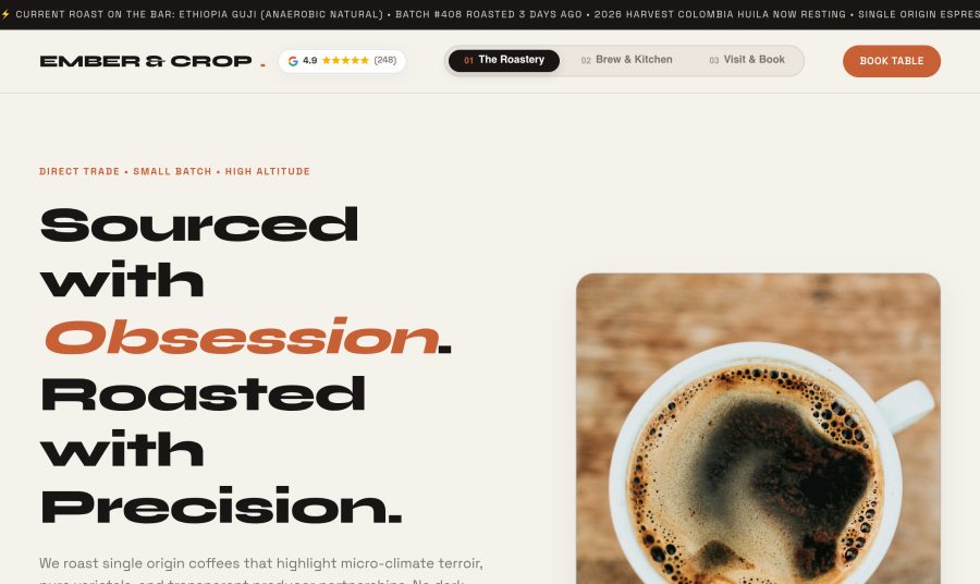 Ember & Crop live site screenshot