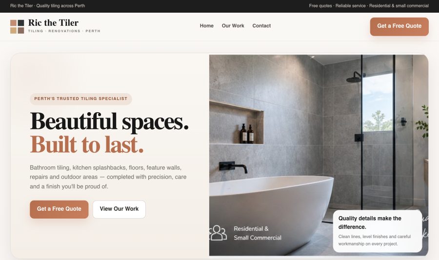 Ric the Tiler live site screenshot