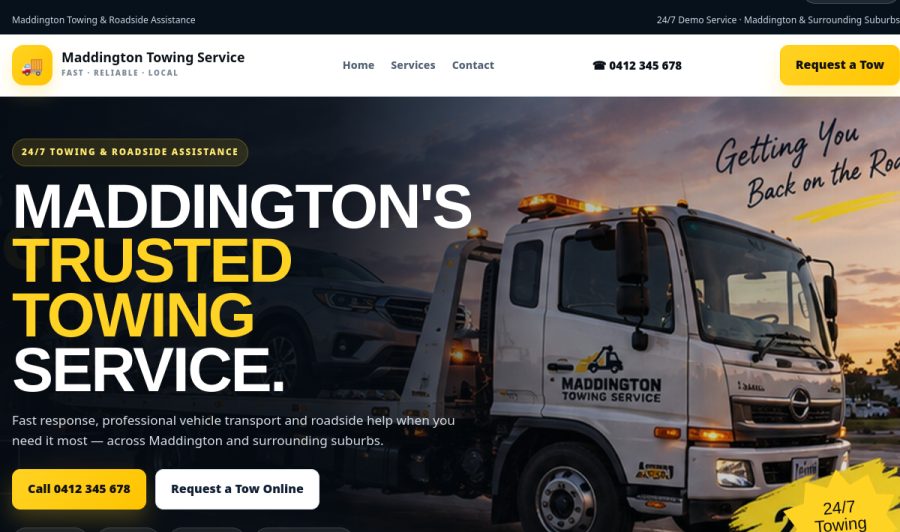Maddington Towing Service live site screenshot