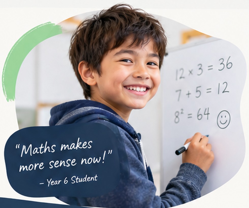 Student solving maths at whiteboard
